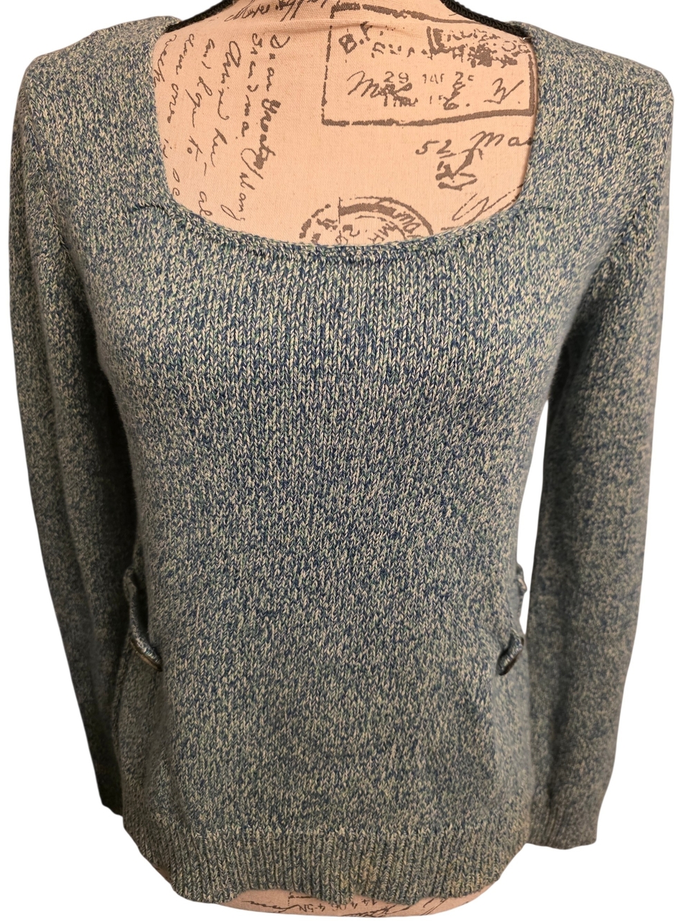 Anthropologie HWR Marled Knit Pullover Sweater With Button Details Medium Euc